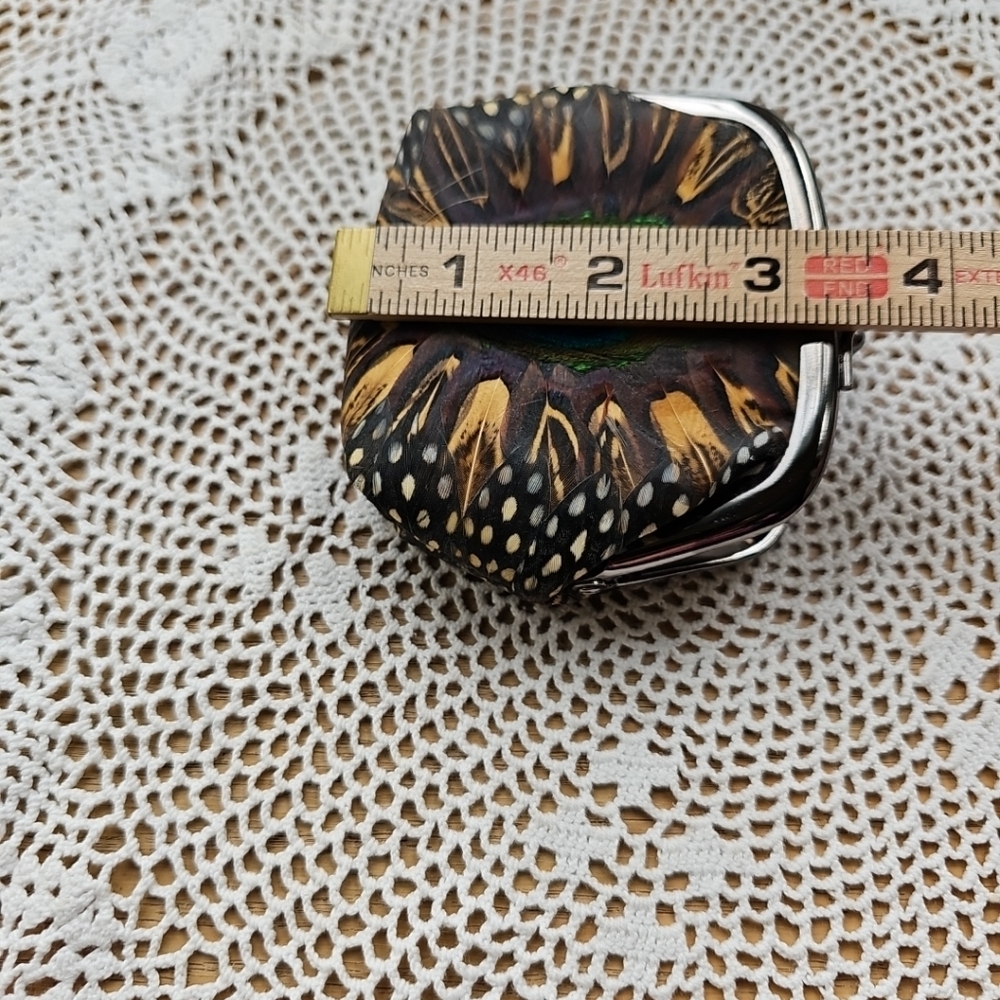 Vintage Lee Sands Hawaii Pheasant/Peacock Coin Purse Kiss Closure - Picture 10 of 10